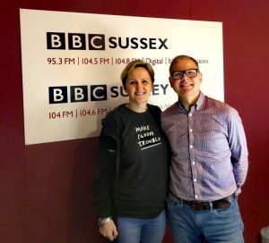 Brighton5's Daisy Cresswell with BBC Sussex presenter Danny Pike