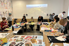 Young people making banners